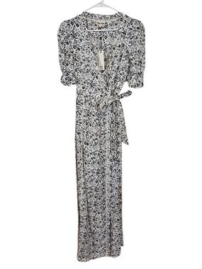 CELINA MOON Floral Puff Sleeve Maxi Wrap Dress